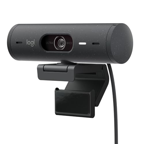 Logitech Brio 500 Full-HD-Webcam, 1080p Webcam, USB-C-Kabel, Graphit | USB Webcam mit Doppelmikrofon, Rauschunterdrückung, automatischer Lichtkorrektur und Zeigemodus, Konferenz-Webcam