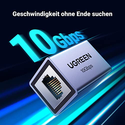 UGREEN LAN Kabel Verlängerung RJ45 Kupplung 10G LAN Verbinder（1 Stück） | 10Gbps Datenübertragung mit Aluminiumgehäuse. Geschirmte LAN Kabel Kupplung für Netzwerkkabel Cat7/Cat6/Cat5