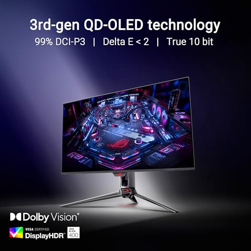 ASUS ROG Swift PG32UCDMR 32 Zoll 4K QD-OLED Gaming Monitor | 300 Hz, OLED Care Pro, 0.03ms, G-SYNC kompatibel, 99% DCI-P3, USB-C 90W, DisplayWidget Center, für PS5, DP, HDMI