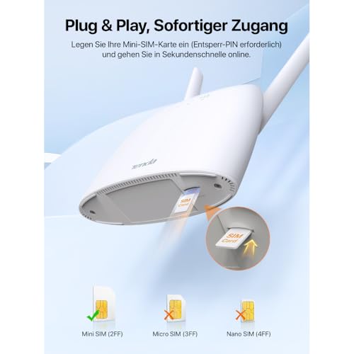 Tenda 4G07 4G SIM Router, LTE CAT4 WLAN AC1200 bis 150 Mbit/s, Dualband