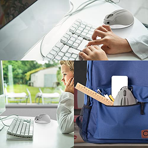 Justdfine Hamster Form Kabellose Maus Computer Maus 1200DPI niedlich Cartoon Leise Funkmaus für Kinder Tragbare Wireless Mouse für Links und Rechtshänder, PC/Laptop/Windows/Linux, Geschenk Grau