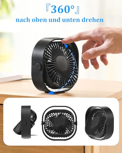 benpen Mini Ventilator USB Tischventilator Leise:Schreibtischventilator, Klein Aber Leistungsstark, Grow Klein Fan Mit 3 Stufe,USB Lüfter Pflanzen Schreibtisch Schlafzimmer Zuhause BüRo im Freien PC