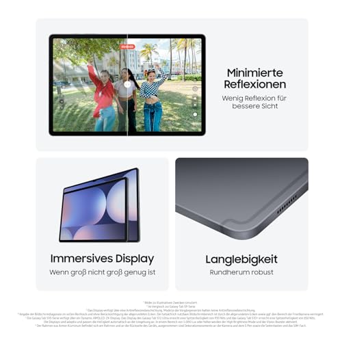 Samsung Galaxy Tab S10+ AI Tablet, Android Tablet, 12 GB RAM, 256 GB Speicher, AMOLED-Display, Antireflexionsbeschichtung, Inkl. S Pen, WiFi, Moonstone Gray, 36 Monate Herstellergarantie