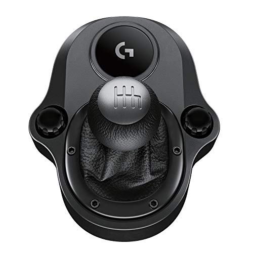 Logitech G Driving Force Schalthebel, SIM-Racing-Zubehör, Schwarz | 6 Gänge mit H-Schema, Schaltknauf aus Echtleder & Stahl, SIM-Racing-Cockpit, Gaming-Lenkrad, kompatibel mit G29/G920/G923