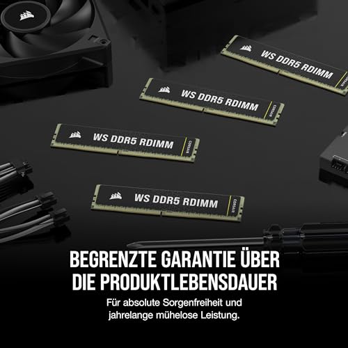 CORSAIR WS DDR5 ECC RDIMM 64GB (4x16GB) 5600MHz CL40 AMD Expo Intel XMP 3.0 Workstation-Speicher - Schwarz (CMA64GX5M4B5600Z40)
