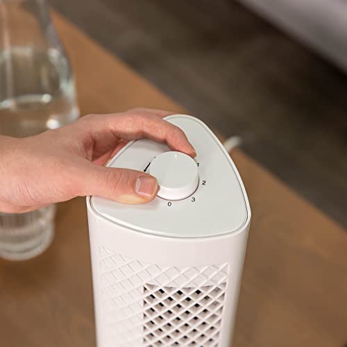 Russell Hobbs RHTF1321 Mini-Turmventilator, leicht, 33 cm, tragbar, 3 Geschwindigkeiten, 75° Schwenkwinkel, kräftiger Luftstrom, leise im Betrieb, weiß