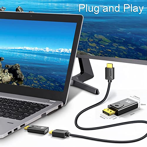 SHUBEIEUMI DP auf HDMI Adapter, 2 Stück 4K DisplayPort auf HDMI Adapter, HDMI zu Displayport (DP) Adapter, 1080P 4K 3D Vergoldeter DP zu HDMI Konverter für Lenovo, HP, Dell, Mehr PC