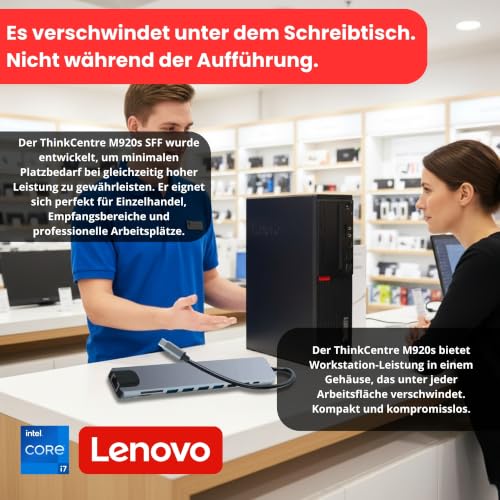 Lenovo ThinkStation Intel i7 8700 12-Thread 4.60 GHz Business Office Multimedia Computer mit 3 Jahren Garantie! - 16 GB - 1000 GB SSD - USB 3.0 - WLAN - Windows 11 Prof. 64-Bit - #8268