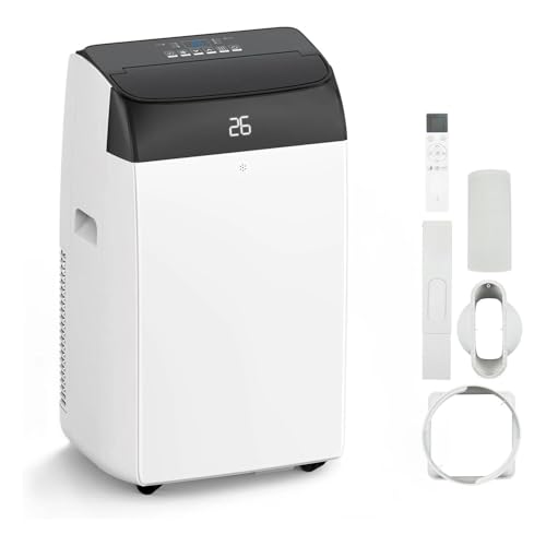 Mobile Klimaanlage 12000 BTU, 2,6 kW, 4 Modi, Kühlfunktion, Luftentfeuchter (45 l/Tag), Ventilator mit 3 Geschwindigkeiten, Nachtmodus, mit 24-Stunden-Timer, Panta