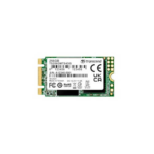 Transcend 256GB MTS430S M.2 SATA III 2242 SSD, DRAM-Cache, B+M-Schlüssel | Nicht kompatibel mit NVMe-Steckplätzen, internen SSDs, LDPC-Fehlerkorrektur (ECC) für Laptops und Desktop-PCs