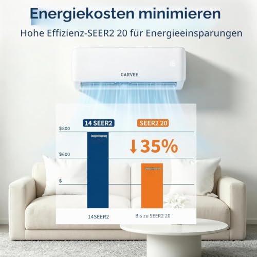 Klimaanlage Split, 24000 BTU Inverter Klimagerät mit Kühlung und Heizung, 7.2kW Split Klimaanlage Wandmontage, WiFi&App, Sehr Leise, R32 Kältemittel, Montagematerial, bis 120qm