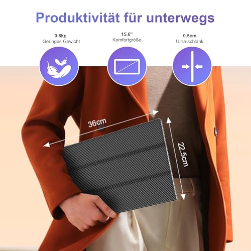 15,6'' Portable Monitor, 1080P FHD Tragbarer Monitor mit Schutzhülle