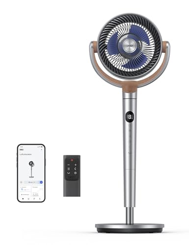 DREO Smart Standventilator, 120°+120° Oszillierend Ventilator mit Wi-Fi/Sprachsteuerung, 23dB Leiser Bodenventilator für Schlafzimmer, einstellbare Höhe, 8 Geschwindigkeiten, 6 Modi, 12H Timer