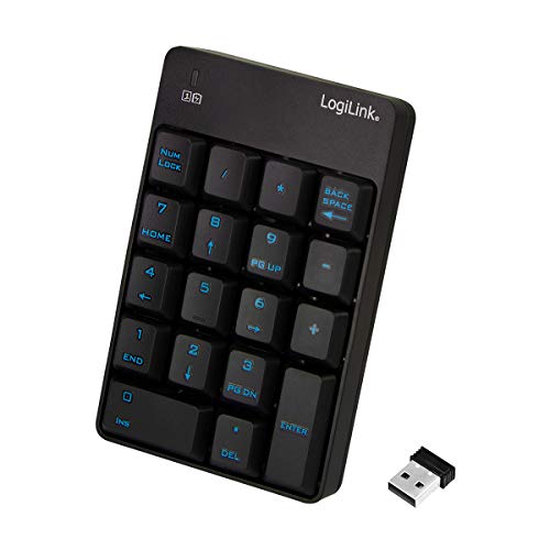 LogiLink Kabelloses Keypad Ziffernblock 18 Tasten, Black