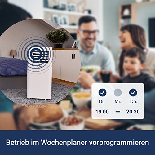 SUNTEC Mobiles Klimagerät Comfort 7.0 Eco R290 APP – Klimaanlage mobil und leise mit Smart App Steuerung – Entfeuchter für Räume bis 25 qm – Mobile Kühlung in Wohnung & Büro – 7.000 BTU – 2.050 Watt