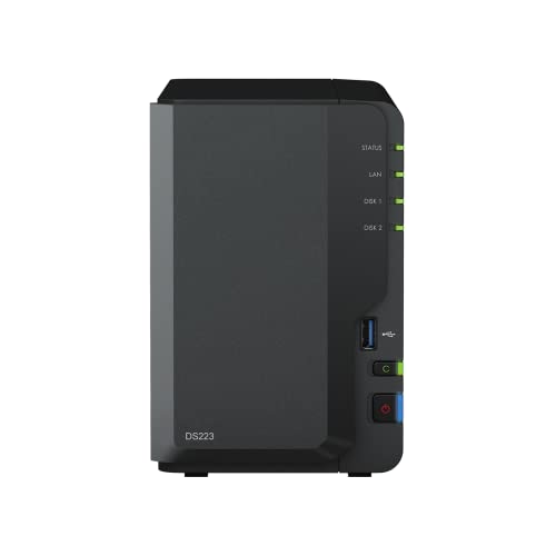 Synology DS223 2-Bay Diskstation NAS (Realtek RTD1619B Quad-Core 2GB Ram 1xRJ-45 1GbE LAN-Port) Bundle mit 2 x 4TB WD RED Plus HDD (WD40EFPX - 68C6CN0)