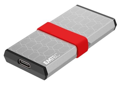 EMTEC - Tragbare SSD X205 Mini – 512 GB – bis zu 1100 MB/s Lesen – USB-C 3.2 Gen2 – Aluminiumgehäuse – kompakt und leicht – hohe Übertragungsgeschwindigkeit