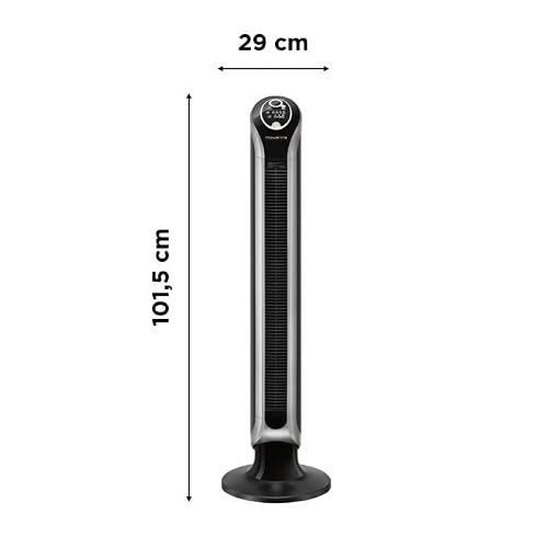 Rowenta VU6670 Eole Infinite, Turmventilator, Timer bis zu 8 Stunden, 3 Geschwindigkeiten, Fernbedienung, automatische Abschaltung, Piano Schwarz