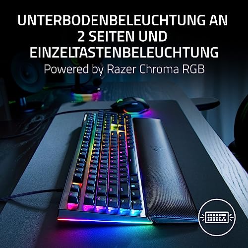 Razer BlackWidow V4 - Mechanische Gaming-Tastatur Chroma RGB (Mechanische Yellow Switches, 6 eigene Makro-Tasten, Doubleshot-ABS-Tastenkappen) QWERTZ DE-Layout | Schwarz