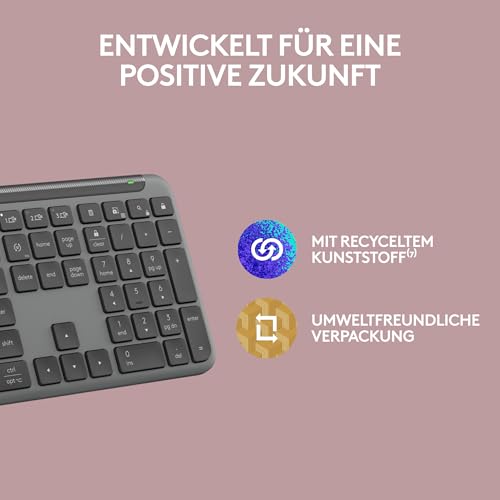 Logitech Signature Slim K950 kabellose Tastatur | Schlankes Design, Multi-Geräte-Wechsel beim Tippen, leise, Bluetooth, Multi-OS, Win/Mac/Chrome, DEU QWERTZ-Layout - Graphit