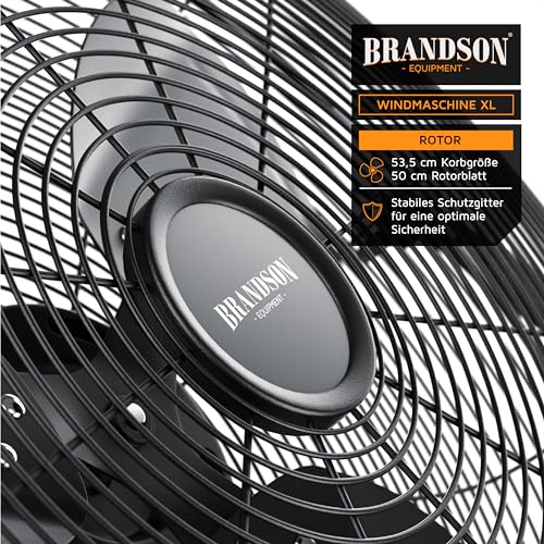 Brandson - Windmaschine Retro Stil 200 Watt - Sieger Ventilatoren und Luftkühler 2026 - Standventilator 57 cm - Bodenventilator - hoher Luftdurchsatz - stufenlos neigbarer Ventilatorkopf - GS