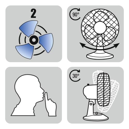 TROTEC TVE 8 Tischventilator | 25 Watt, oszillierend 90°, 2 Stufen, Ø 23 cm und sehr leise, schwarz
