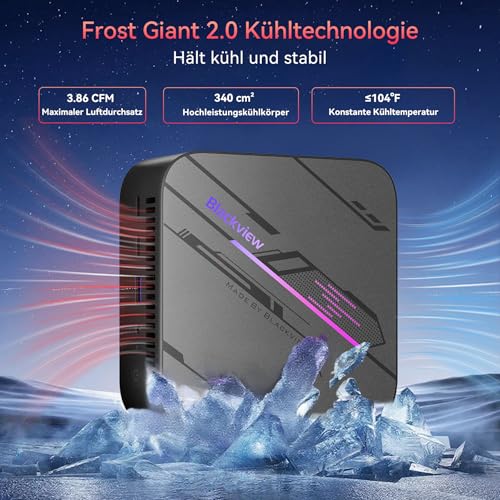 Blackview MP100 Mini PC Win 11 Pro, 32GB DDR4 1TB SSD Desktop PC, AMD Ryzen 5 7430U Computer, 4K 144Hz Triple Display, Office PC Rechner für Home Office & Business, Wi-Fi 6 & BT5.2, 3 Jahre Garantie