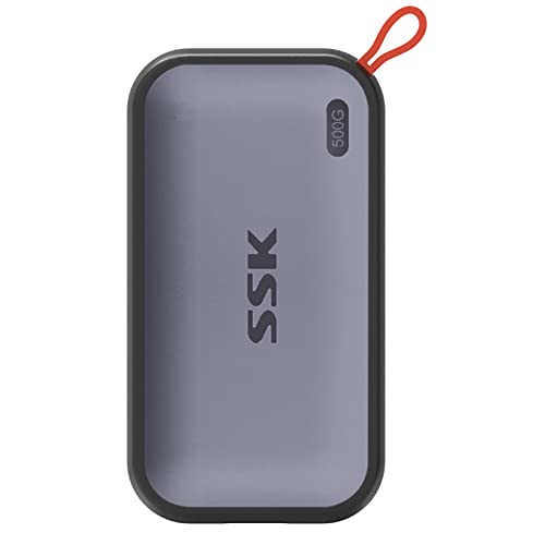 SSK SSD Festplatte Extern 500GB, bis zu 1050MB/s, Portable Externe NVME SSD