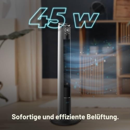 Cecotec Turmventilator EnergySilence 9250 Skyline Smart Tilt, 42 Zoll | Motor mit 45 W, Fernbedienung mit LED-Display, neigbar, 3 Geschwindigkeiten, 4 Modi, Timer bis 12 Std.