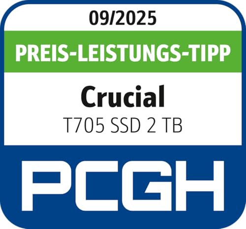 Crucial T705 2TB SSD PCIe Gen5 NVMe M.2, bis zu 14.500MB/s, Microsoft DirectStorage, PCIe 4.0 abwärtskompatibel, Interne Solid State Drive - CT2000T705SSD3
