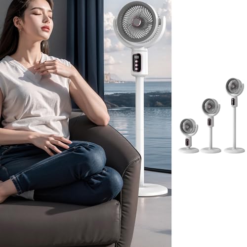 CAZSTYK Batteriebetriebener Bodenventilator, 5 Windmodi, 4000 mAh, hohe Kapazität, tragbar, Stehtextur, für Zuhause, wiederaufladbar