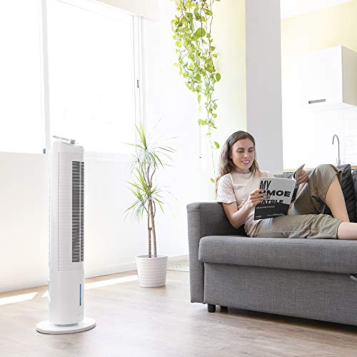 Cecotec Verdunstungskühler EnergySilence 2000 Cool Tower. Leistung 60 W, herausnehmbarer Tank von 2 Litern, 3 Geschwindigkeiten, Schwingung von 60º, Luftstrom von 800 m3 / h
