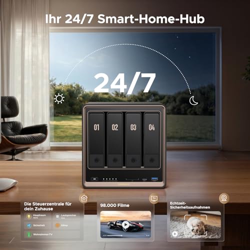 UGREEN NASync DXP4800 GT 4 Bay NAS für Creator und Büroteams (ohne HDD) | AMD Ryzen R2514, Dual 10GbE, 8GB DDR4 bis 64GB, 4K HDMI, 2 × M.2 NVMe-Steckplätze, ECC-Support, U.2 & M.2 Slots