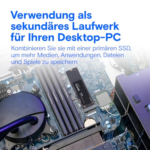 Crucial P310 SSD 2TB M.2 2280 PCIe Gen4 NVMe, bis 7.100 MB/s, für Laptop, Desktop PC & Handheld Spielekonsolen, Interne Festplatte - CT2000P310SSD801