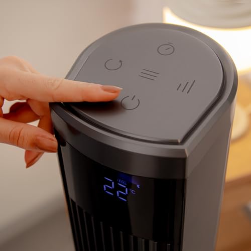 Cecotec Turmventilator EnergySilence 470 Max Skyline Ionic, 47 Zoll | DC-Motor, Ionisator, Touch-Bedienung mit Fernbedienung und LED-Display, 3 Geschwindigkeiten, Timer bis 12 Std.