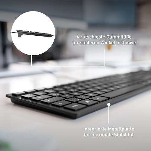 CHERRY KC 6000 Slim, Ultraflache Design-Tastatur, Deutsch QWERTZ, Schwarz