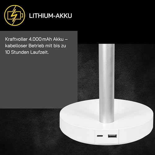 GUTFELS Tischventilator VENTI 3020 R, 20 cm Ø, USB Ventilator mit 4.000 mAh Akku, Touchbedienung, 4 Geschwindigkeiten