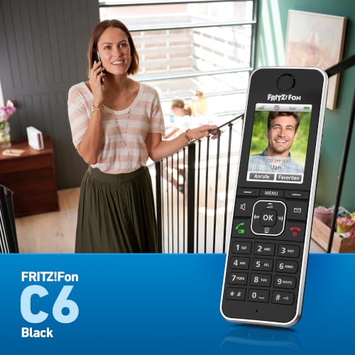 FRITZ!Fon C6 Black | DECT-Komforttelefon | HD-Telefonie mit Farbdisplay | Internet- & Komfortdienste, lange Akkulaufzeit, intuitive Menüführung, Anrufbeantworter, Telefonbuch, natürliches Klangbild