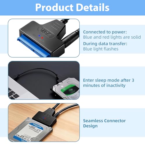 SATA USB Adapter für Externen und Internen Festplatten 2,5 & 3,5 SSD / HDD