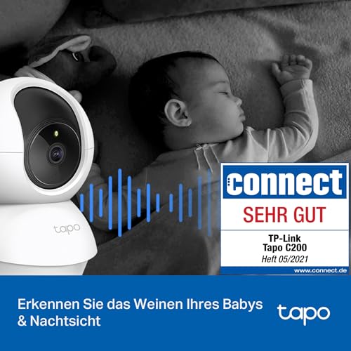 Tapo C200 360°-WLAN-Überwachungskamera für den Innenbereich | 1080P, Nachtsicht, Bewegungserkennung, Zwei-Wege-Audio, kompatibel mit Alexa, für Babys/Haustiere, WLAN 2,4GHz