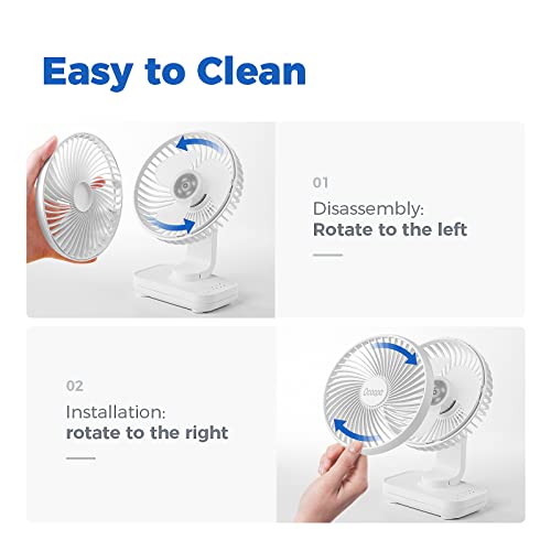 OCOOPA USB Ventilator Ultra Leise - 4000mAh Tischventilator, 4 Geschwindigkeiten, Mini Ventilator für den Schreibtisch, Zuhause und Büro, weiß