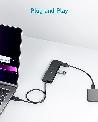 Anker USB C Hub, 4 Port USB 3.0 Datenhub mit 5 Gbit/s | 60cm Erweiterungskabel (ohne Ladeleistung), USB C Splitter für Typ-C MacBook, Mac Pro, iMac, Surface, Flash Drive, Mobile HDD