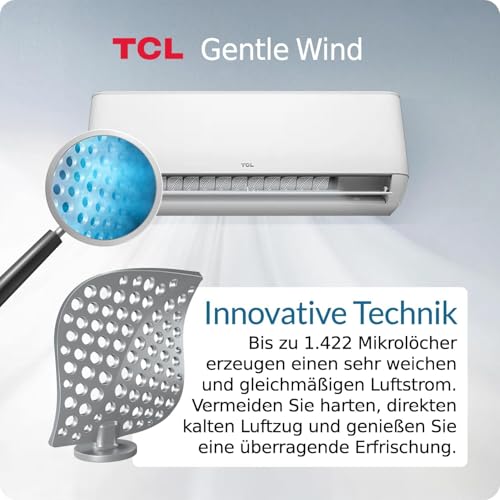 TCL BreezeIn Split Klimaanlage 12000 BTU (3,4 kW) - Quick Connect Set (5m) - R32 Vorbefüllt - Heizen & Kühlen - App & Alexa Steuerung