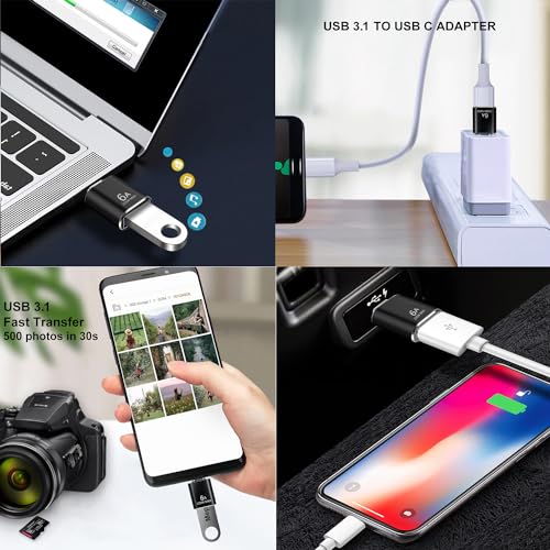 USB auf USB C Adapter 4 Stück, USB C Buchse auf USB A Stecker Adapter x2 | USB A 3.0 Buchse auf USB C Stecker Adapter x2, Kompatibel mit MacBook iPhone 17/16/15 iPad Samsung Galaxy S25 S24 A16 Laptop