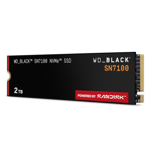 SanDisk WD_Black SN7100 NVMe SSD 2 TB (High-Performance Gaming-Speicher, bis zu 7.250 MB/s Lesen, PCIe Gen4, Energieeffizienz, für Desktop, Laptop & Handheld-Spielekonsolen) - Powered BY