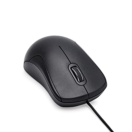 Amazon Basics leise USB-Maus mit 3 Tasten, kabelgebunden, Standard, Schwarz
