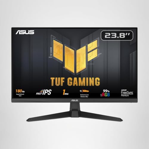 ASUS TUF Gaming VG249Q3A 24 Zoll Full HD Fast IPS 180 Hz Monitor | 1ms GtG, FreeSync Premium, Adaptive Sync, ELMB, GameFast Input, DisplayPort, HDMI, Lautsprecher