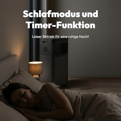 MEDION Smarte Mobile Klimaanlage mit Abluftschlauch P901 (9000 BTU, mobil, inkl. Fensterabdichtung, bis 32m², 3in1,Kühlen Entfeuchten Ventilieren, App- und Sprachsteuerung, Schlafmodus