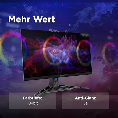 Lenovo Legion R27qe Gen 2 | 27" QHD Gaming Monitor | 200 Hz | 0.5ms | Gaming | 2560x1440 | 2K Auflösung | HDMI 2.1| DisplayPort | Höhenverstellbar | Entspiegelt | AMD FreeSync Premium | Schwarz