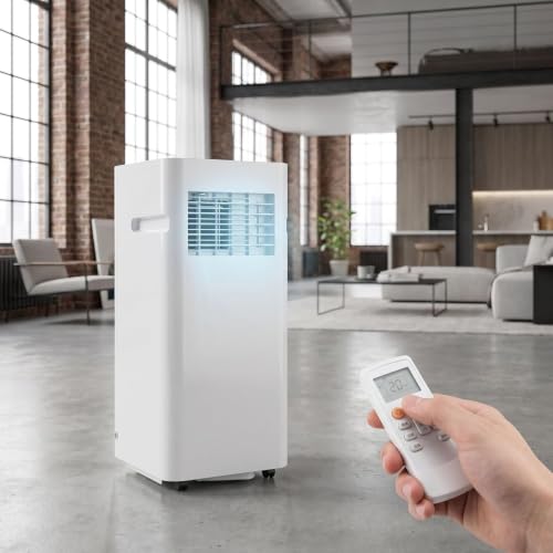 Tragbare Klimaanlage 10000 BTU mit Luftentfeuchter, Fernbedienung, Sleep-Timer, 3 Modi Oszillierender Ventilator für Schlafzimmer oder Büro